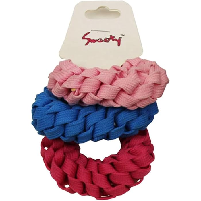 Braided Shoelace Hair Scrunchies, Pack of 6, Multi-Colour Hair Ties, Elastic Hair Accessories - Image 5